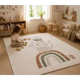 Pergamon Kinder Teppich Happy Kids Animal Rainbow Creme, Größe:140x200 cm