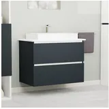 GARLIVO Waschbeckenunterschrank GLB-80 mit Schubladen, Badezimmer Waschtischunterschrank, Anthrazit Breite 80 cm, Soft-Close, Push-to-open/Tip-on, hängend weiß