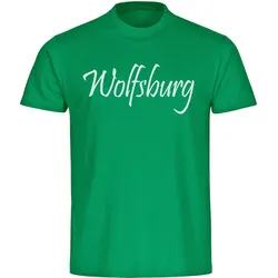 multifanshop Herren T-Shirt - Wolfsburg - Schriftzug - Druck weiß - Männer