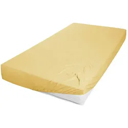 Jersey Spannbettlaken , gelb , 100% Baumwolle , Maße (cm): B: 100 H: 22 T: 22