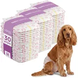 Aqpet Hygienische Windeln für weibliche Hunde für Inkontinenzzyklus mit verstellbarem Klebeverschluss, geruchshemmend, Einweg-Windeln, Größe Medium 425 x 300 mm, Packung mit 30 Stück