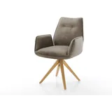 DELIFE Esszimmerstuhl Zoa-Flex Mikrofaser Taupe Vintage Holzgestell kantig Natur Taschenfederkern, Esszimmerstühle