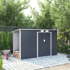 Juskys Geräteschuppen M mit Holzunterstand links 2,63 x 1,17 m anthrazit