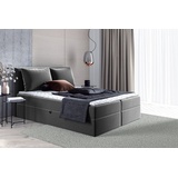 Sofnet Boxspringbett Egro mit Bettkästen und Zwei große Kissen - Doppelbett mit Bonell-Matratze und Topper, Polsterbett Modern 140 x 200 - Graphit (Kronos 22),