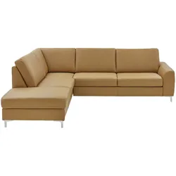 Kollektion Kraft Ecksofa mit Sitz und Rückenlehne aus Echtleder Lea ¦ gelb ¦ Maße (cm): B: 271 H: 90 T: 235