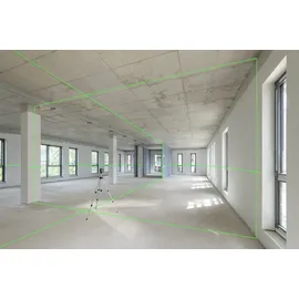 geo-FENNEL FLG 6X-GREEN Kreuzlinienlaser Set 3x360°, selbstnivellierend, mit Koffer, Akku und Stativ