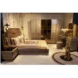 JVmoebel Schlafzimmer-Set Schlafzimmer Komplett Set Bett Nachttisch Kommode Italien 6 tlg. Sets, (6-tlg), Made in Europa goldfarben