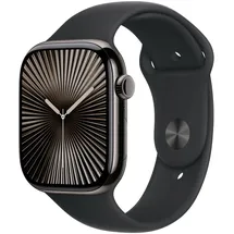 Apple Watch Series 10 GPS + Cellular 46 mm Titangehäuse schiefer Sportarmband schwarz M/L