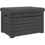 vidaXL Outdoor Kissenbox, Gartenbox mit Stauraum, Auflagenbox Design in Holz-Optik, Gartentruhe Kissentruhe Aufbewahrungsbox, Anthrazit Polypropylen
