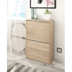 Dmora Schuhregal Valdosta, Platzsparendes Schuhregal mit 2 Türen, Schuhregal für den Eingangsbereich, Schuhregal für Garderobe, 50x22h76 cm, Eiche