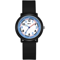 Avaner Kinder Uhr Silikon Armband: Schwarze Jugendliche Uhr Analog Quarzwerk Armbanduhr Wasserdicht Kinderuhr Lernuhr Schüleruhr Bunt Uhren für Jungen Mädchen