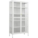 vidaXL Vitrine Weiß 90x40x180 cm Stahl und Gehärtetes Glas