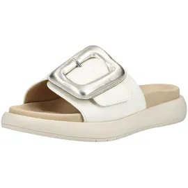 Gabor Pantolette GABOR Damen, Gr. 38, weiß, silber, Glattleder, Schuhe Pantolette,