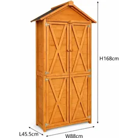 prestige home living outdoor Werkzeugschrank Holz 88 x 45,5 x 168 cm Braun