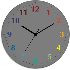 ARTland Wanduhr ARTLAND "Trendfarben", bunt (grau, bunt), B:30cm H:30cm T:1,8cm, Wanduhren, Wanduhr, wahlweise mit Quarz- oder Funkuhrwerk, lautlos ohne Tickgeräusche