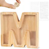 Personalisierte, Transparente Spardose Aus Holz Mit Den Buchstaben A Bis Z, Größe M, Ideal Für Geburtstage Oder Weihnachten