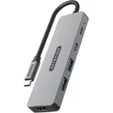 Sitecom 5-in-1-USB-C-Stromversorgungs-Multiport-Adapter - Grau