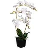 furnicato Künstliche Orchidee mit Topf 65 cm Weiß