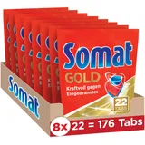 Somat Gold Spülmaschinen Tabs, 176 Tabs, Geschirrspül Tabs mit Extra-Kraft gegen Eingebranntes und Glanz-Effekt