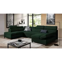 Fun Möbel Wohnlandschaft Schlafsofa Sofa ANTON in Stoff Esito, Inkl. 3 x Bettkasten und Schlaffunktion, Rundumbezug grün