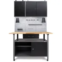 Ondis24 Werkstatt Set 120 cm Werkbank Metall Werkzeugschrank Lochwand