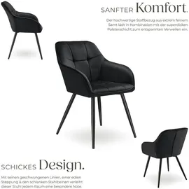 Tectake tectake® Esszimmerstuhl, gepolstert, in Samtoptik, gesteppt, schlanke Stahlbeine, 58 x 62 x 82 cm