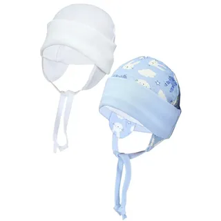 TupTam Erstlingsmütze TupTam Baby Erstlingsmütze mit Ohrenklappen 2er Pack blau 50-56