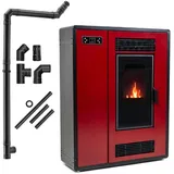 THUNDER® | ARIA RED | Pelletofen | 12 kW | Anschlussrohrsatz Ø 80 mm | rot