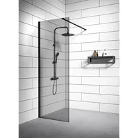 Duschwand Rizani 60 x 200cm Glas Duschabtrennung Schwarz - Walk-In Dusche Nano Duschtrennwand