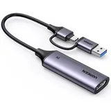 UGREEN Video Capture Card, USB 3.0 HDMI auf USB C/A Videoaufnahmekarte, 4K Eingang und 2K30Hz Capture, hdmi grabber kompatibel mit Switch Switch 2 PS5 Xbox TV Stick Camera Laptop iPad Handy Mac mini 4