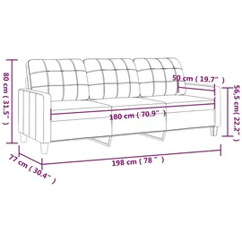 vidaXL 3-Sitzer-Sofa Schwarz 180 cm Kunstleder