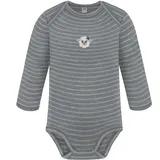 normani Outdoor Sports Baby Merino Body Langarm Auckland in Grau gestreift | Gr.: 86