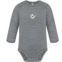 normani Outdoor Sports Baby Merino Body Langarm Auckland in Grau gestreift | Gr.: 86