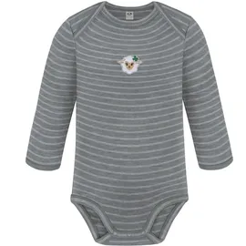 normani Outdoor Sports Baby Merino Body Langarm Auckland in Grau gestreift | Gr.: 86