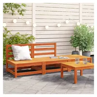 vidaXL Gartensofa ohne Armlehnen mit Fußhocker Wachsbraun Kiefernholz