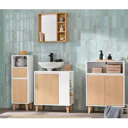 Tchibo - Bad-Beistellschrank mit Schublade und Tür - 30x30x95cm - braun - Eschen-Massivholz