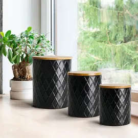 MiaMio - Set Vorratsdosen Keramik, mit luftdichtem Holzdeckel