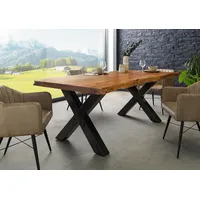 MASSIVMOEBEL24.DE Baumtisch Akazie 180x90x77 Akazie natur lackiert / X-Beine