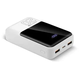 Everactive Powerbank 20 2x USB 1x USB-C 22.5W QC4+ LCD screen white – Batterie – Weiß
