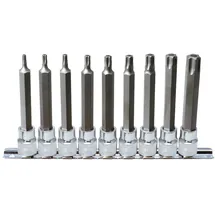 KS Tools 3/8" CHROMEplus Bit-Stecknuss-Satz Torx, Bohrung, lang, 9-tlg.