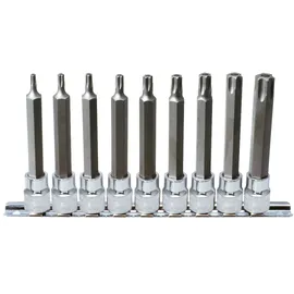 KS Tools 3/8" CHROMEplus Bit-Stecknuss-Satz Torx, Bohrung, lang, 9-tlg.