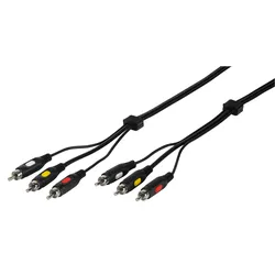 Vivanco Video-Verbindung 3 x XRCA-Stecker auf 3 x XRCA-Stecker, 2 Meter