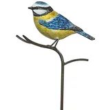 Dehner Dekostab Blaumeise 2,5 x 15 x 120 cm Blau/Gelb