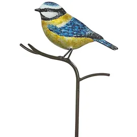 Dehner Dekostab Blaumeise 2,5 x 15 x 120 cm Blau/Gelb
