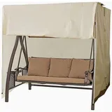 Hollywoodschaukel Abdeckung Wasserdicht, Gartenschaukel Schutzhülle Winddicht, 210D Oxford-Tuch Hollywoodschaukel Ersatzdach 2/3 Sitzer, Winddicht, Reißfest, Anti-UV(Beige,170 * 61 * 117cm)