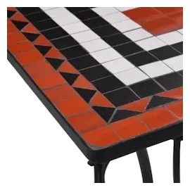 vidaXL Mosaik-Bistrotisch Terrakottarot und Weiß 60 cm Keramik