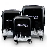 Berwin Bituxx Kofferset 3teilig Design Fly The World Black