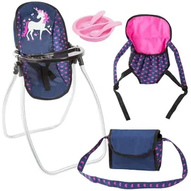 Bayer Design Puppenzubehör-Set Puppenhochstuhl/Puppentrage Blau/Rosa 63654AB