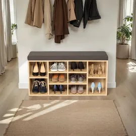 Tectake Schuhschrank 103,5 x 48 x 30 cm mit Sitzbank / braun