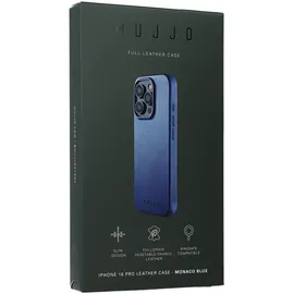 Mujjo iPhone 16 Pro Leder Case MagSafe blau